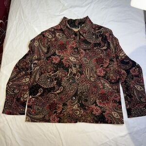 Briggs of New York Paisley Print Button-Up Blazer Jacket Brown Red - Size M